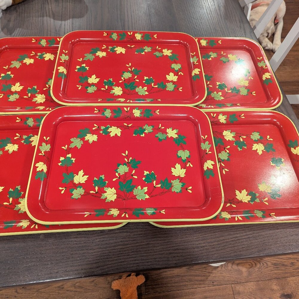 VTG Six Total Toleware Metal Serving Treys